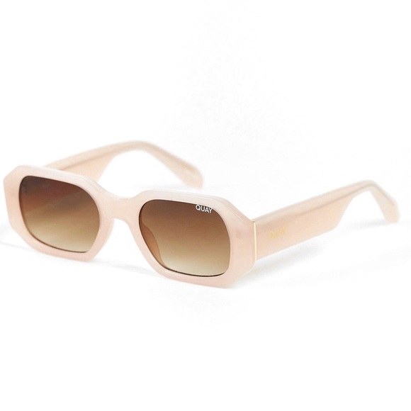 QUAY Hyped Up Sunglasses Milky Pink Frames Brown Gradient Lenses Unisex NWT - Picture 5 of 10